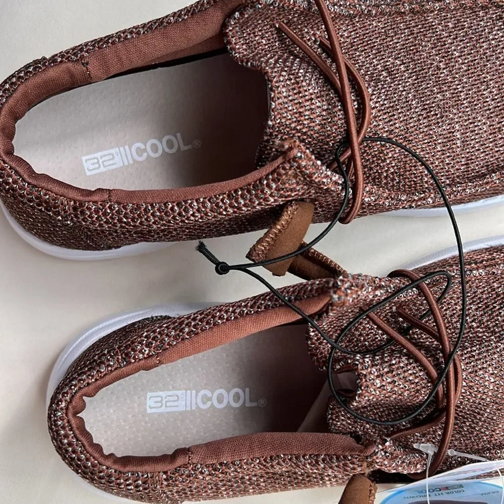 32 Brown Canvas Cusioned Boat shoe Slip-On Loafer